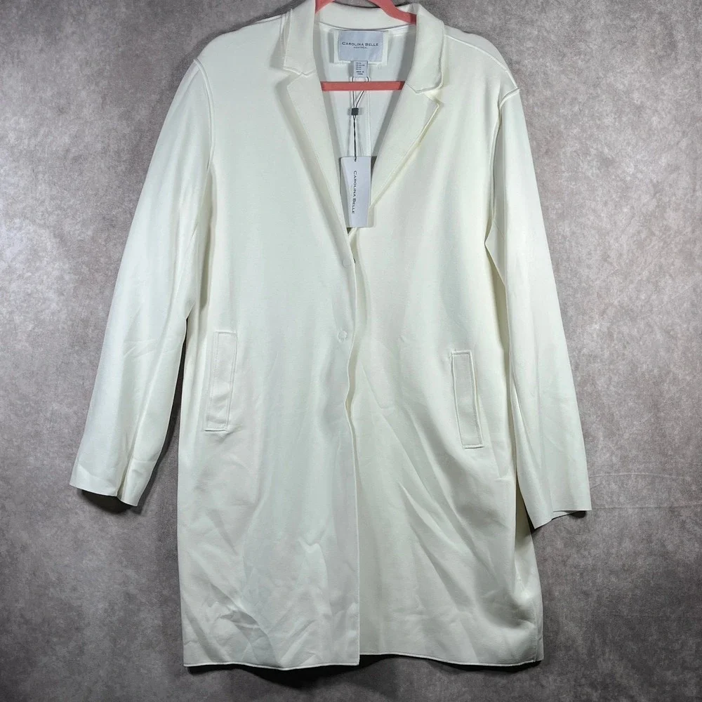 Carolina Belle Montreal Blazer Jacket Womens XL Off White Longline Office NEW